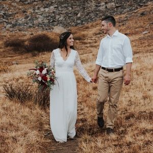 Lulus Long Sleeved Lace Maxi Dress